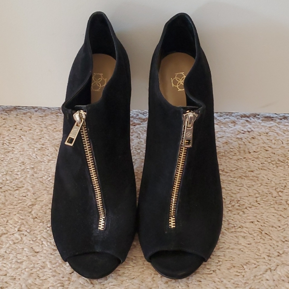 Ann Taylor Black Suede Heeled Boots